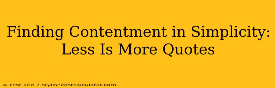 Finding Contentment in Simplicity: Less Is More Quotes