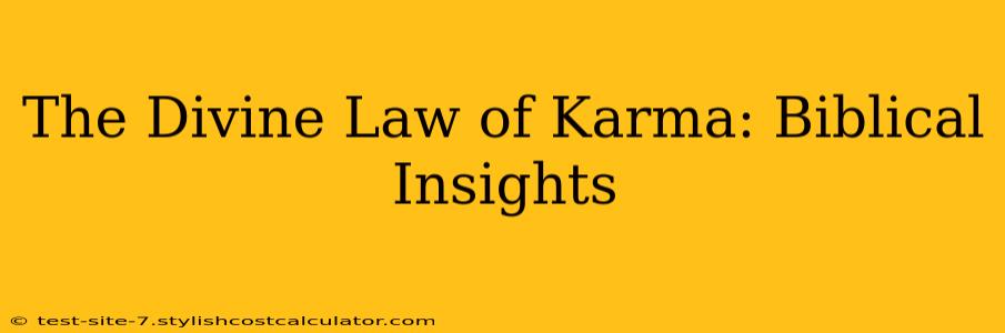 The Divine Law of Karma: Biblical Insights
