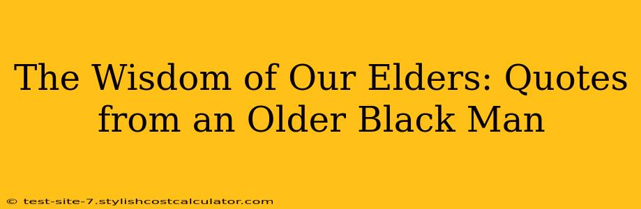 The Wisdom of Our Elders: Quotes from an Older Black Man
